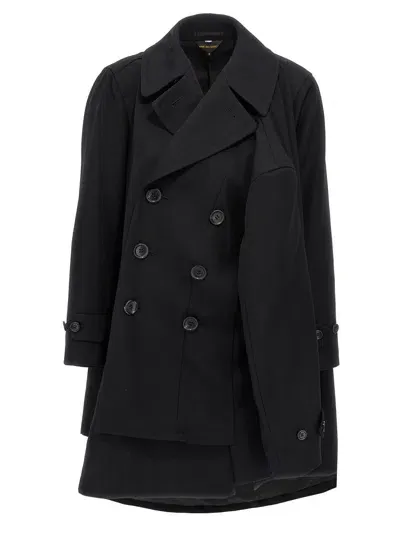 Comme Des Garçons Double-breasted Coat 4 Sleeves In Black