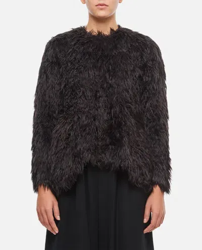 Comme Des Garçons Faux Fur Long Sleeves Top In Black