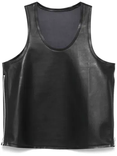 Comme Des Garçons Faux-leather Tank Top In Black