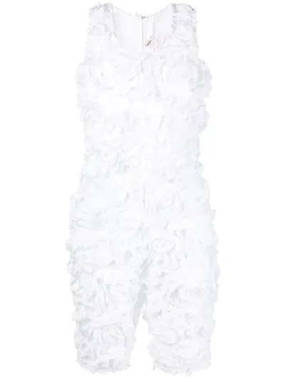 Comme Des Garçons Floral-motif Scoop-neck Playsuit In White