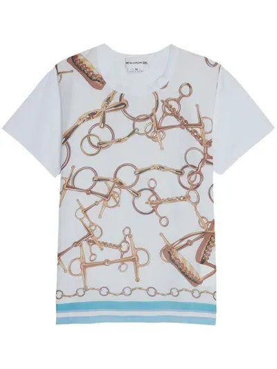 Comme Des Garcons Girl Chain-link Print T-shirt In White