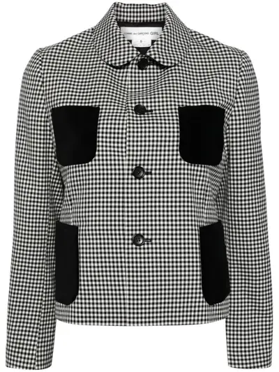 Comme Des Garcons Girl Checked Button-up Jacket In Black