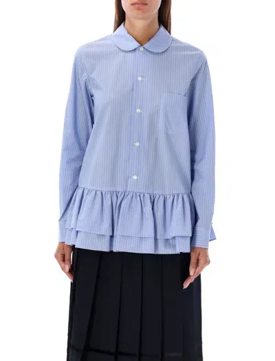 Comme Des Garcons Girl Striped Ruffle Shirt In Multi