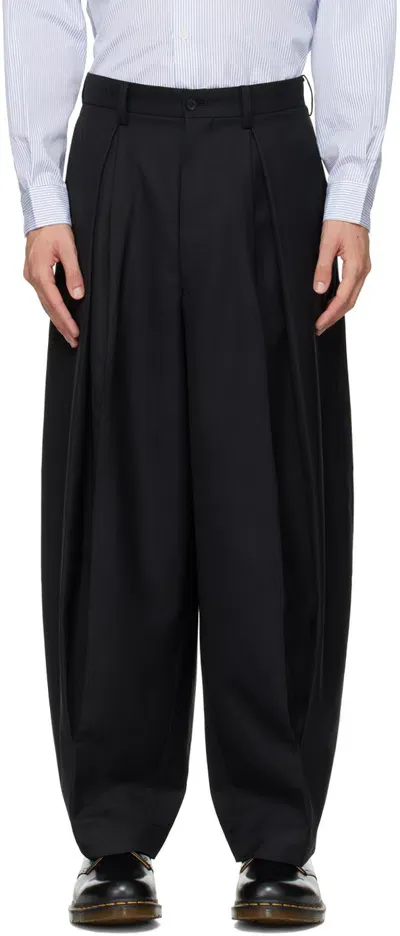 Comme Des Garçons Homme Deux Black Wool Pleated Trousers In 1 Black