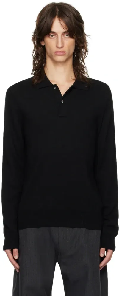 Comme Des Garçons Homme Deux Black Wool Polo In 1 Black