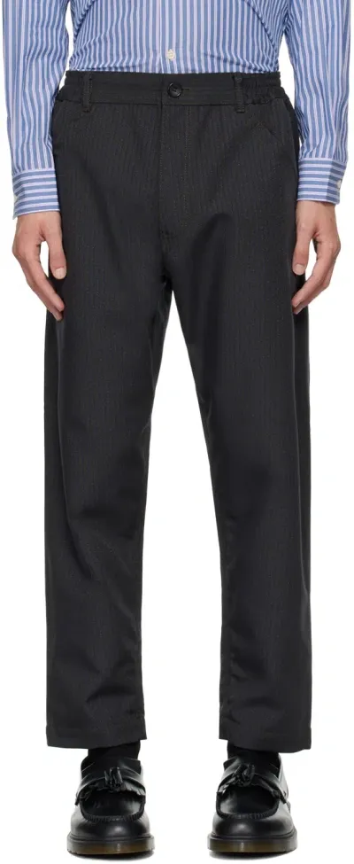 Comme Des Garçons Homme Deux Brown Pinstripe Trousers In 1 Khaki