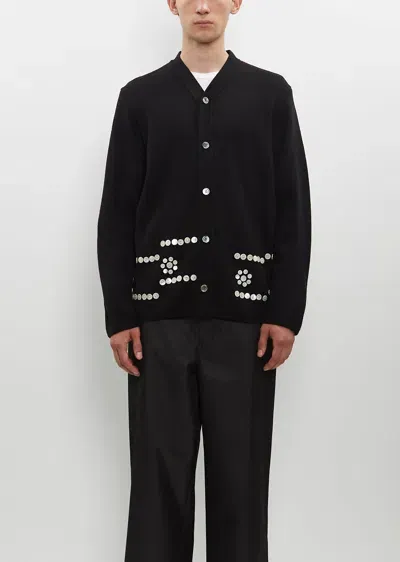 Comme Des Garçons Homme Deux Button Pattern Cardigan In Black