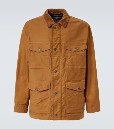 Comme Des Garçons Homme Deux Corduroy-trimmed Cotton Jacket In Brown