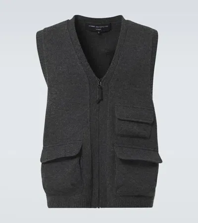 Comme Des Garçons Homme Deux Wool Jacquard Cardigan In Grey