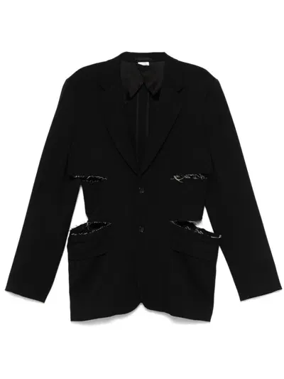 Comme Des Garçons Homme Deux Cut Out-detailed Blazer In Black