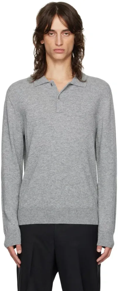 Comme Des Garçons Homme Deux Gray Wool Polo In 3 Grey