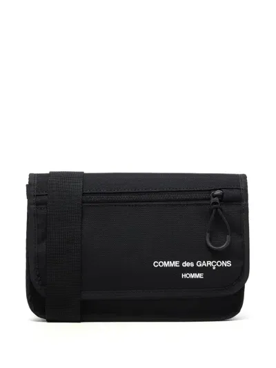 Comme Des Garçons Homme Deux Logo-embroidered Messenger Bag In Black