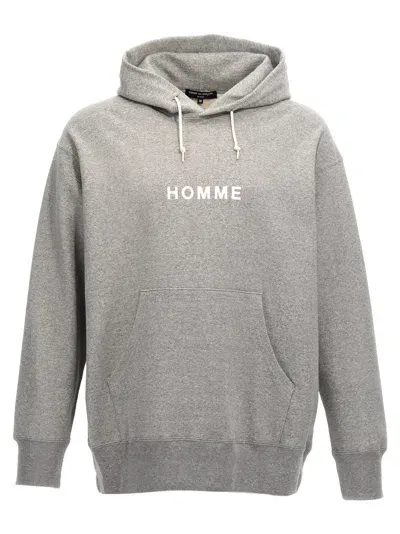 Comme Des Garçons Homme Deux Logo Print Hoodie Sweatshirt In Gray