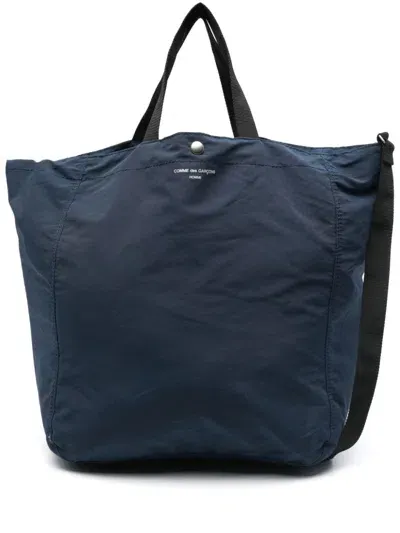 Comme Des Garçons Homme Deux Logo-print Tote Bag In Blue