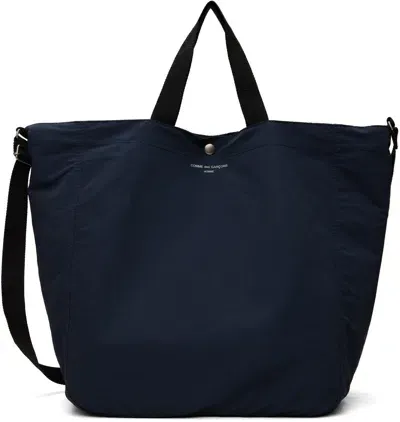 Comme Des Garçons Homme Deux Navy Logo-printed Tote In Black