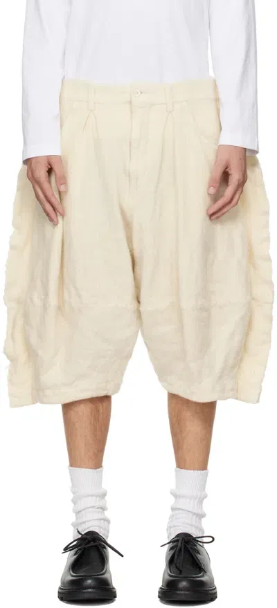 Comme Des Garçons Homme Deux Off-white Brushed Shorts In Natural