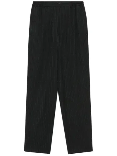 Comme Des Garçons Homme Deux Pinstriped Wool Tailored Trousers In Black