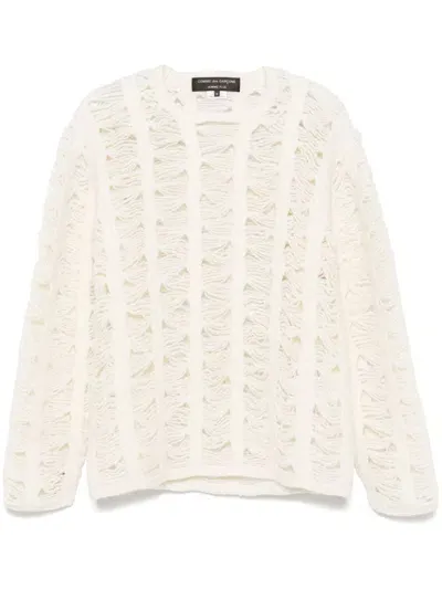 Comme Des Garçons Homme Deux Ripped-detail Sweater In Weiss