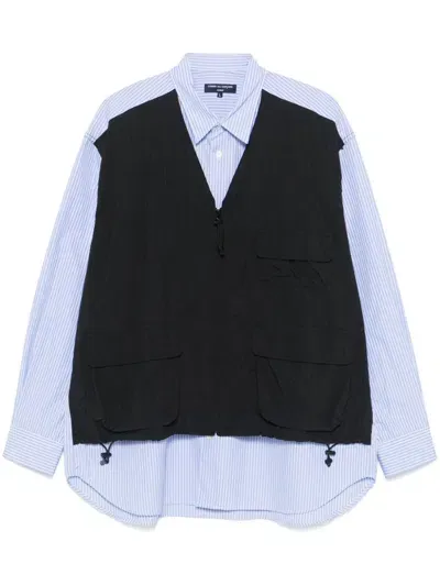 Comme Des Garçons Homme Deux Striped Shirt In Sax  White & Black