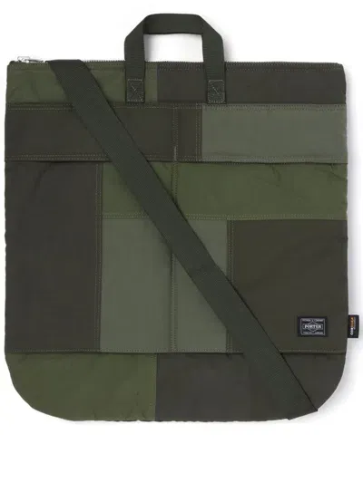 Comme Des Garçons Homme Deux X Porter Patchwork Messenger Bag In Green