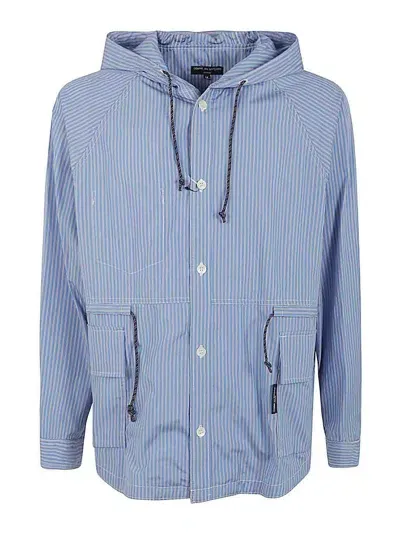 Comme Des Garcons Hommes Plus Hooded Shirt Jacket In Blue