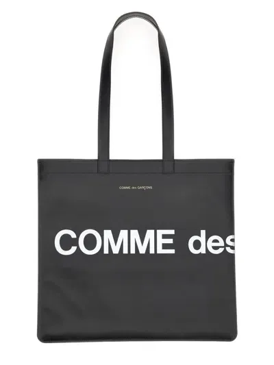 Comme Des Garçons Huge Logo Tote Bag In Black