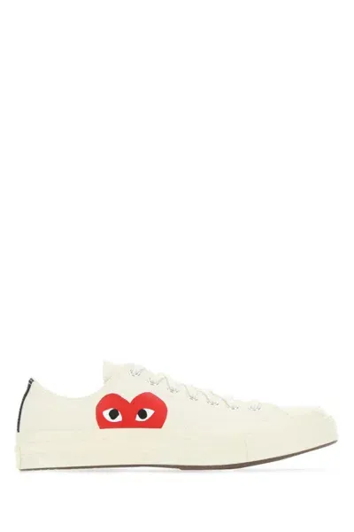 Comme Des Garçons Signature Heart-print Sneakers In White