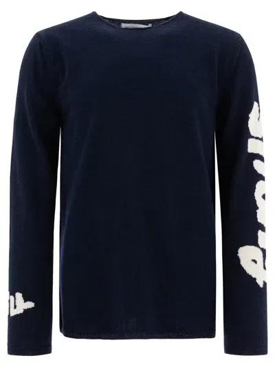 Comme Des Garçons Jacquard Crewneck Sweater In Blue