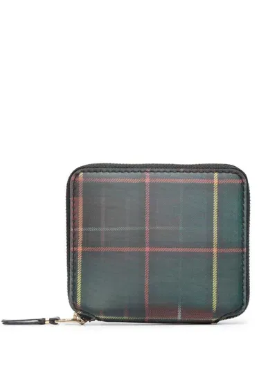 Comme Des Garçons Rectangular Plaid Fabric Wallet In Multicolour