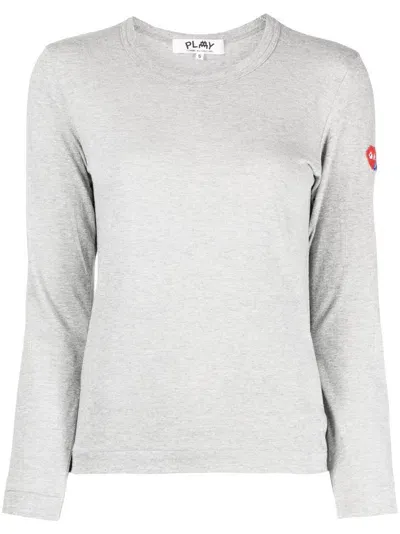 Comme Des Garçons Logo-patch Long-sleeve T-shirt In Grey