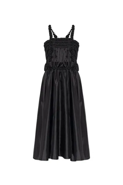 Comme Des Garçons Noir Kei Ninomiya Pleated Satin Dress In Black