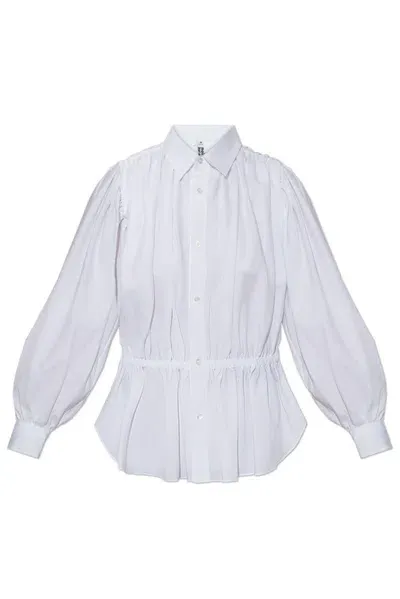 Comme Des Garçons Noir Kei Ninomiya Ruched Pleated Shirt In White