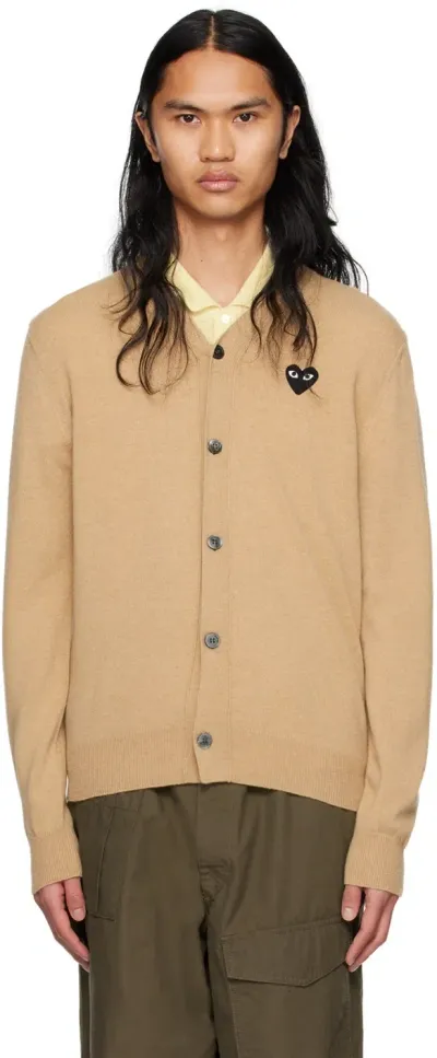 Comme Des Garçons Play Beige Heart Cardigan In 3 Beige