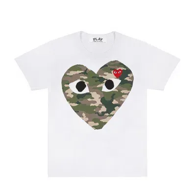 Comme Des Garçons Play Kids' Camo Big Heart T-shirt In White