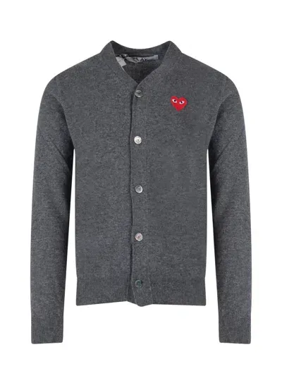 Comme Des Garçons Play Cardigan In Grey