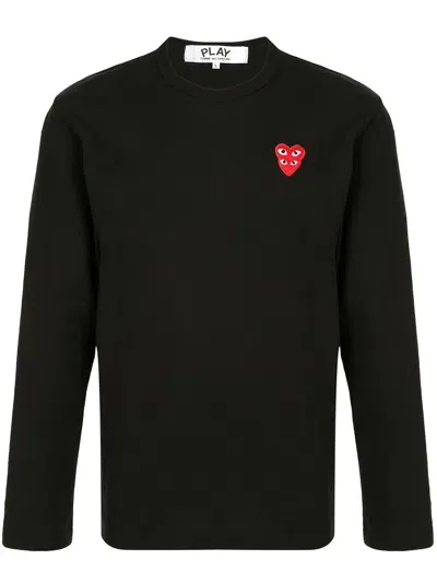 Comme Des Garçons Play Embroidered Logo T-shirt In Black