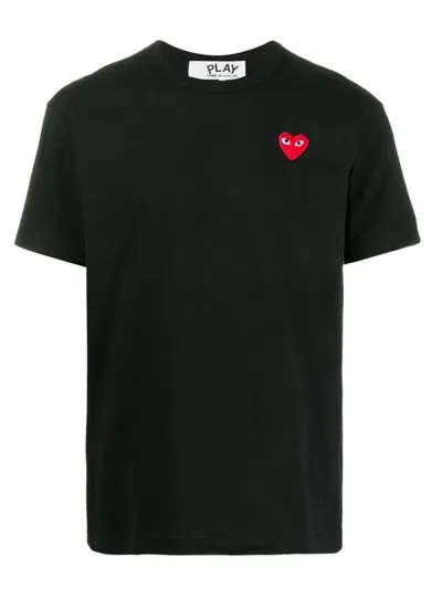 Comme Des Garçons Play Embroied Logo T-shirt In Black