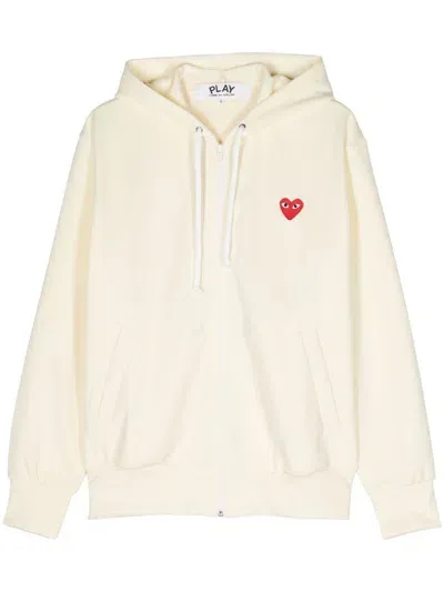 Comme Des Garçons Play Heart-motif Zip-up Hoodie In Yellow