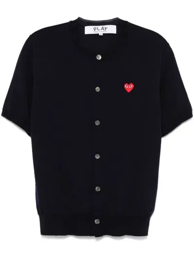 Comme Des Garçons Play Heart-patch Cardigan In Blue