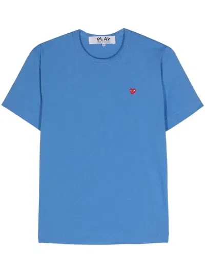 Comme Des Garçons Play Heart-patch Cotton T-shirt In Blue