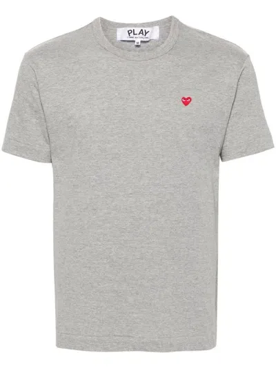 Comme Des Garçons Play Heart-patch Cotton T-shirt In Grey