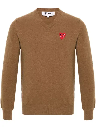 Comme Des Garçons Play Heart-patch Wool Jumper In Neutrals