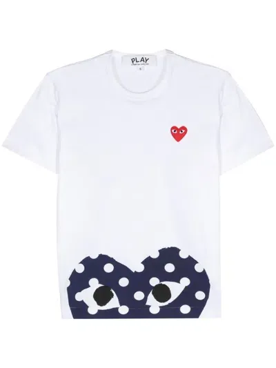 Comme Des Garçons Play Heart-print Cotton T-shirt In White