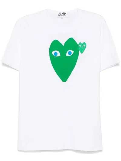 Comme Des Garçons Play T-shirt Mit Herz-print In Weiss