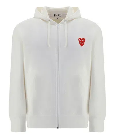 Comme Des Garçons Play Hoodie In White