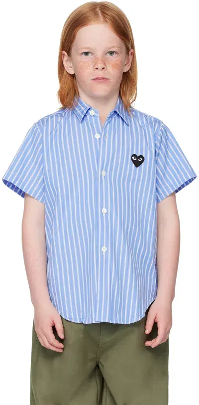 Comme Des Garçons Play Kids Blue Striped Shirt In 1-blue