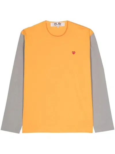 Comme Des Garçons Play Mini Heart-patch T-shirt In Orange