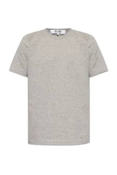 Comme Des Garçons Play Logo Detailed Crewneck T In Grey