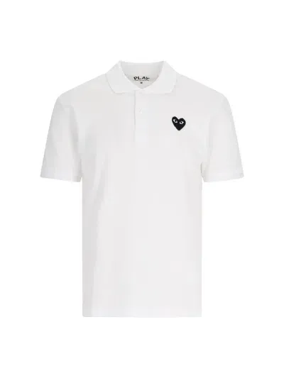 Comme Des Garçons Play Logo Polo Shirt In White