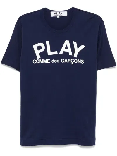 Comme Des Garçons Play Logo-print T-shirt In Blue